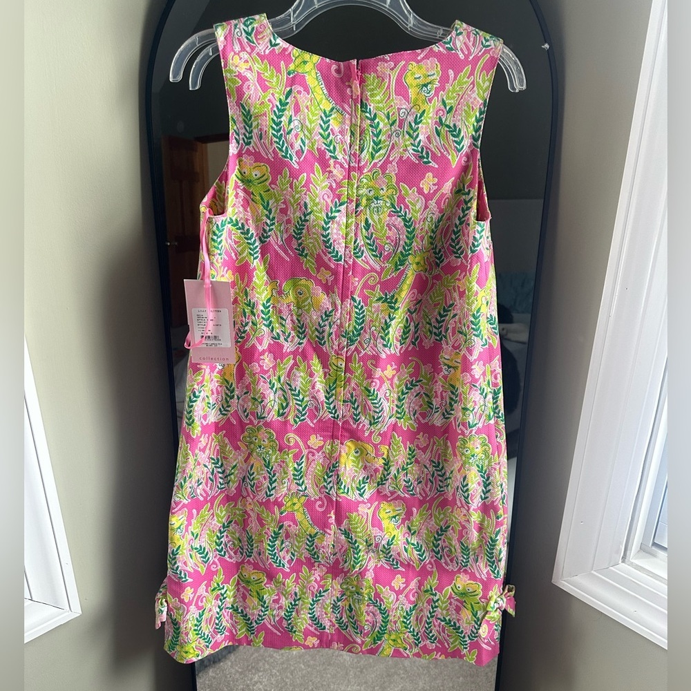 NWT, Lilly Pulitzer Pink and Green Floral Classic Shift Hibiscus Pin Dress - Picture 2 of 3